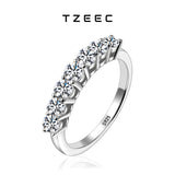 Sparkling Full Moissanite Diamonds Eternity Rings S925 Sterling Silver Wedding Engagement Certificated Jewellery