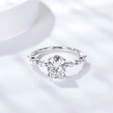 Fabulous 2 Carat Oval Cut Full Moissanite 925 Sterling Silver Solitaire Wedding Ring
