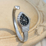 Waterdrop Case Single-Coil Snake Bangle Luxury Art Deco Inspired Ladies Watch