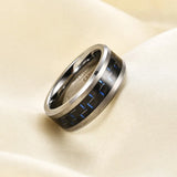 New Chamfered Inlaid Carbon Fiber 8mm Tungsten Couples Rings for Women Men
