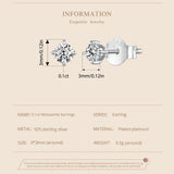 Simple Round D Colour VVS1 Moissanite Diamonds Stud Earrings Classic Engagement Wedding Silver Fine Jewellery - The Jewellery Supermarket
