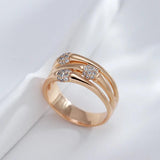 Excellent Unique Fashion 14K Rolled Rose Gold with AAA Zircon Diamonds Wide Big Rings for Women - Modern Jewelry