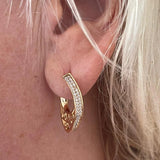 14K Gold Filled New Trendy AAA Zircon Diamonds Drop Unusual Ethnic Pattern Big Earrings