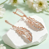 14 Karat Gold Filled Two Tone Fashion Leaves Drop Earrings for Women Fine Jewellery