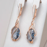 Luxury 14K Rolled Gold Unique Geometric Hollow AAA Zircon Crystals Drop Earring