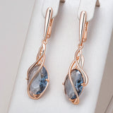 Luxury 14K Rolled Gold Unique Geometric Hollow AAA Zircon Crystals Drop Earring