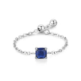 Fashion Silver 12 Month Birthday AAAA Lab Created Diamond Adjustable Chain Rings
