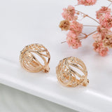 14K Gold Filled Vintage Spherical Hollow Fashion Texture Geometric Elegant Earrings