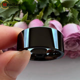 Flat Finish Design 10MM 12MM Wide Glossy Large Men's Shiny Wedding Tungsten Ring