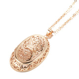 14K Gold Filled Vitality Plant Retro Texture Big Charm Pendant Necklaces for Women