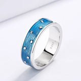 Fashion High Quality Handmade Enamel Blue Epoxy New Style 925 Rings