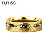 Mens 6/8mm Black Gold Meteorite Gold Foil Tungsten Carbide Rings Men's Wedding Rings