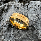 Sandblasted Finish 14K Gold Plated  6mm/8mm Tungsten Carbide Rings for Men Women