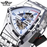 Top Brand Military Triangle Skeleton Automatic Luxury Full Stainless Steel Luminous Mens Sports Mechanical Watches