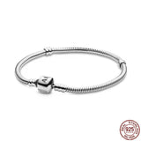 New Sterling Silver Classic Bucket Buckle Shiny Heart-shaped Charm Bracelets - Original Charm Fashion Jewellery - The Jewellery Supermarket