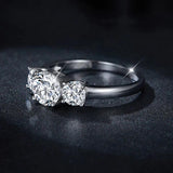 Splendid 3-stone S925 Sterling Silver with 14CGP Moissanite Diamonds Rings Engagement Wedding Promise Jewellery