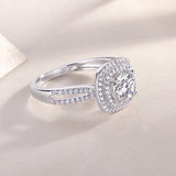 Fabulous 6.5mm VVS1 D Colour Moissanite Diamonds Square Silver Wedding Ring