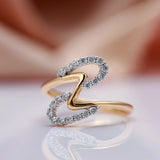 Amazing Filled 14K Rose Gold Wave Design Micro-wax Inlay AAA Zircon Diamonds Fashion Rings - Fine Jewellery