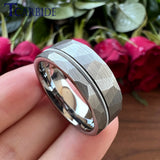 Guitar String Ring Silver Hammer 8MM Men Women Tungsten Carbide Wedding Ring