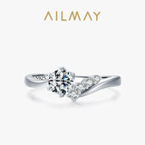 Six Claw Asymmetry Sterling Silver Fashion Clear AAAA Lab Created Diamond Ring