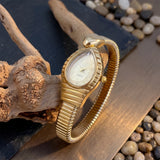 Waterdrop Case Single-Coil Snake Bangle Luxury Art Deco Inspired Ladies Watch