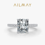 Luxury Princess Cut Shiny AAAA Lab Created Diamond Sterling Silver Classic Ring