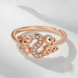 Crystal Flower Design Fashion 14K Rolled Rose Gold AAA Zircon Diamonds Rings for Women - Vintage Fine Jewellery