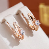 New 14K Gold Filled Gold AAA White Zircon Diamonds Star Clip Simple Moon Earrings