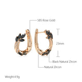 Luxury Fashion Black AAA Zircon Crystals 14K Rose Gold filled Hoop Earrings For Women - Fine Jewellery