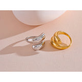 18K Gold Plated Chic Unique Stainless Steel Unusual Simple Sleek Fashion Ring