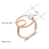 14K Rolled Gold Pearl Round Luxury Ethnic Daily Fine Rings For Women - Fine Jewellery