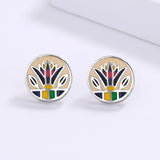 High Quality Grass Shape 925 Handmade Enamel Irregular Geometric Earrings