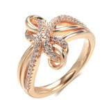 Captivating 14K Filled Rose Gold Bow-knot Ring with AAA Zircon Diamonds Pave Setting - Luxury Jewellery