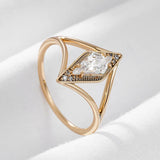 Amazing Rhombus Design Rolled Rose Gold of 14-Karat Purity AAA Zircon Diamond Ring - Fashion Fine Jewellery