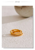 18K Gold Plated New Stainless Steel AAA Cubic Zirconia Layered Round Stackable Ring