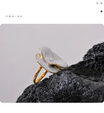 18k Gold Plated Exquisite White Enamel Flower Fashion Chic Adjustable Stainless Steel Ring