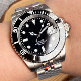 PT5000 Stainless Steel Sapphire Crystal Rotating Bezel Luminous Mechanical Watch