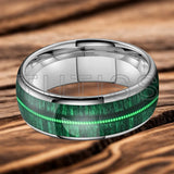 Dome Polishing Inlaid Green Wood Guitar String 6/8mm Men's Women's Tungsten Rings