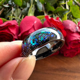 Domed Polished Bright Opal 8mm Men Women Tungsten Engagement Wedding Rings