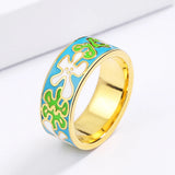 New Fresh Green Handmade Enamel Irregular Pattern Womens Ring Party Jewellery