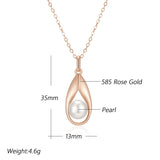 Elegant Classic 14K Rolled Rose Gold Pearl Pendant And Necklace For Women - Fine Party Jewellery