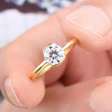 1CT 6.5mm  Real D Color Round Diamond VVS1 Moissanite 925 Silver Engagement Wedding Rings for Women Fine Jewellery