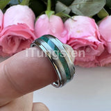 New Deer Antler Opal Stepped Special Brushed Finish Tungsten Ring for Men Women