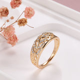 Awesome Vintage Texture Full Hollow Design 14K Rolled Rose Gold AAA Zircon Diamonds Ring -  Exquisite  Jewellery