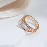 Shiny Luxury 14K Rolled Gold AAA Zircon Diamond Ring Fine Jewellery