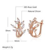 Latest Arrival Cute Leaf Filled 14K Rose Gold Earrings For Women With AAA Zircon Diamonds - Fine Jewellery