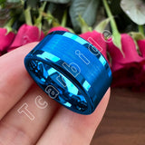 Polished Brushed Multicolor 10/12mm Mens Big Tungsten Engagement Wedding Ring