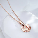 14K Filled Gold Vintage Texture Geometric Elegant Pendant Necklaces Women Fine Jewellery