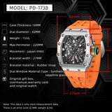 Popular Top Luxury Brand VH65 Movt Skeleton Dial 100M Waterproof Sport Rectangle Sapphire Glass Men's Quartz Watches - The Jewellery Supermarket