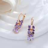 14 Karat Gold Filled Shiny Purple AAA Zircon Crsytals Trendy Drop Earrings For Women
